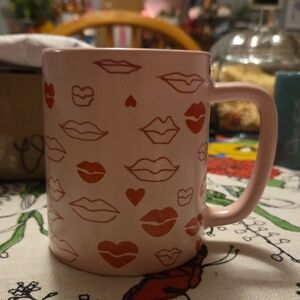 Starbucks Pink Mug with Red Lip Patterns